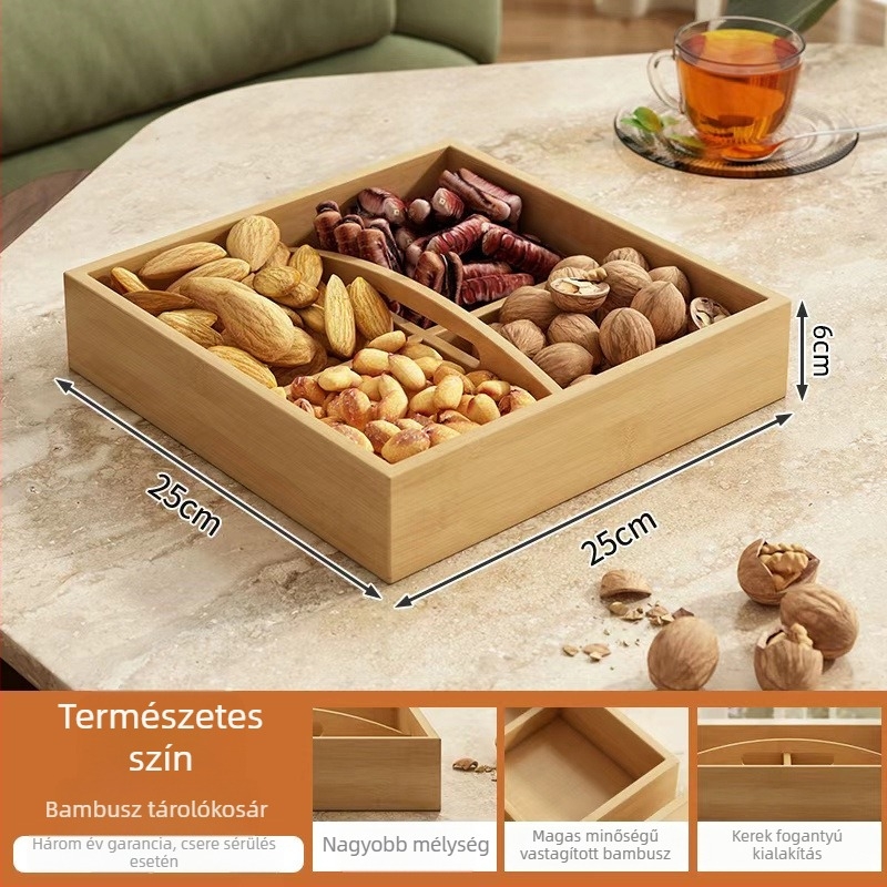 Gyümölcs tál rekeszekkel, bambusz nasi tároló doboz, hordozható teljes bambusz tartó, Új kínai stílus