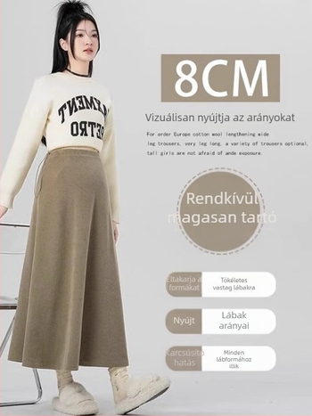Kismama A-vonalú midi szoknya tavasz-őszre, nagy méret, pocaktámasz nélkül