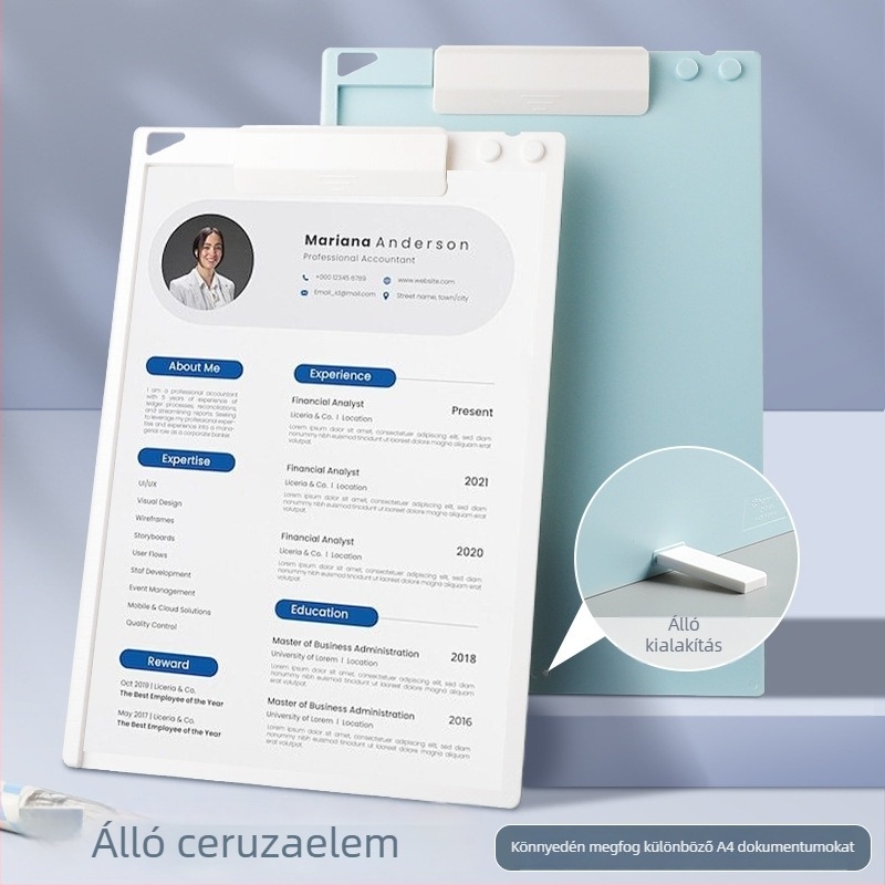 Műanyag klipboard, 10 cm-es csipesszel, Cy0151 modell, A4-es papírokhoz