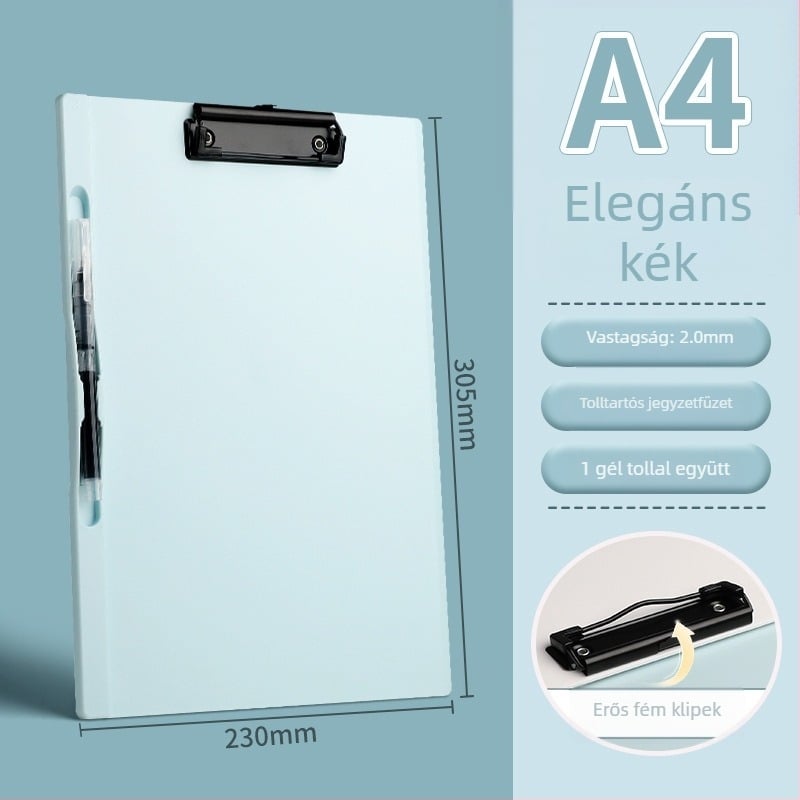 Műanyag klipboard, 10 cm-es csipesszel, Cy0151 modell, A4-es papírokhoz