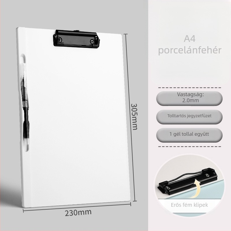 Műanyag klipboard, 10 cm-es csipesszel, Cy0151 modell, A4-es papírokhoz