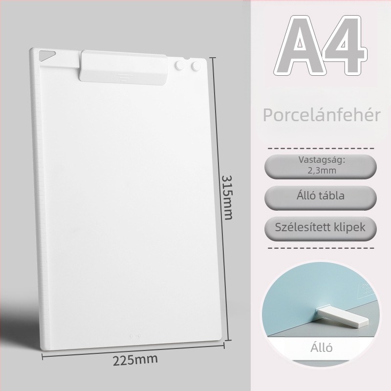 Műanyag klipboard, 10 cm-es csipesszel, Cy0151 modell, A4-es papírokhoz