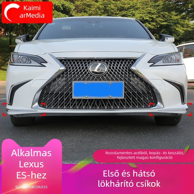 Lexus ES200/ES260/ES300h rozsdamentes acél ütközésvédő sáv – karosszéria dekoratív védő (Anyag: Rozsdamentes acél; Kompatibilitás: Lexus ES200/ES260/ES300h)
