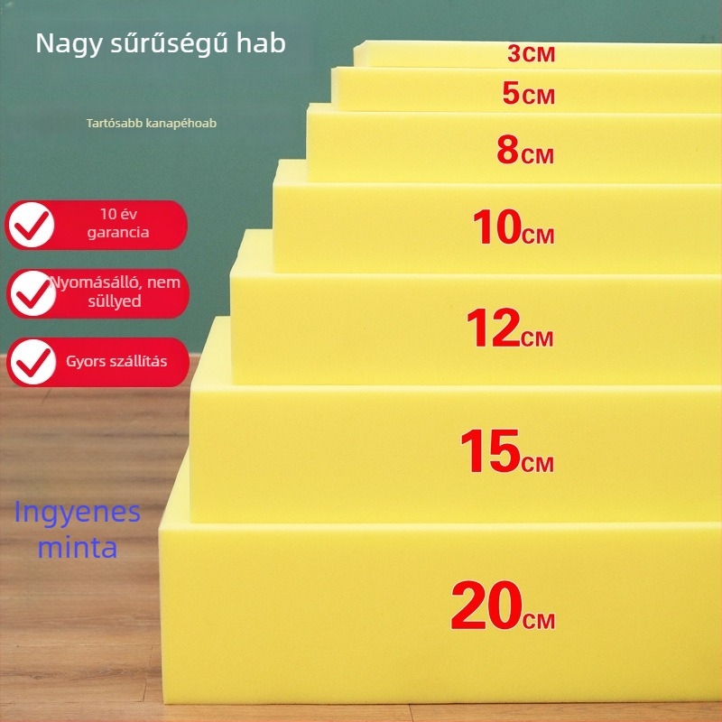 Magas sűrűségű szivacsból készült tömb, vágatható és vastagított puha kárpitozó anyag kanapé párnákhoz és matracokhoz
