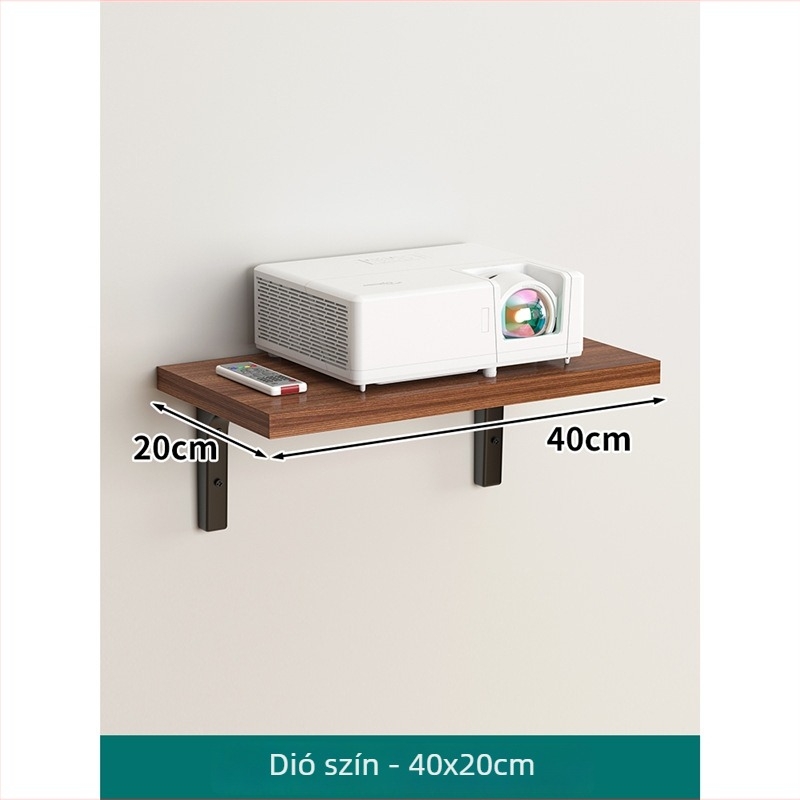 Projektor falra szerelhető polc, 1 szint, anyag: sűrűségű lemez + vasváz, modern minimalist design