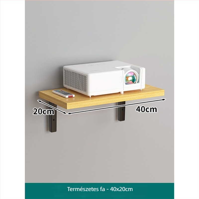 Projektor falra szerelhető polc, 1 szint, anyag: sűrűségű lemez + vasváz, modern minimalist design