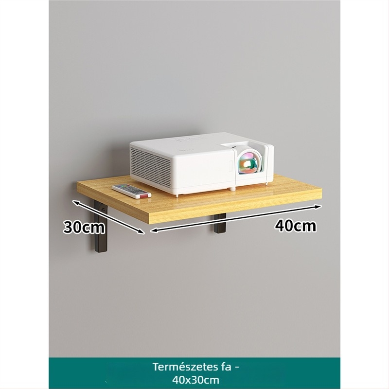 Projektor falra szerelhető polc, 1 szint, anyag: sűrűségű lemez + vasváz, modern minimalist design