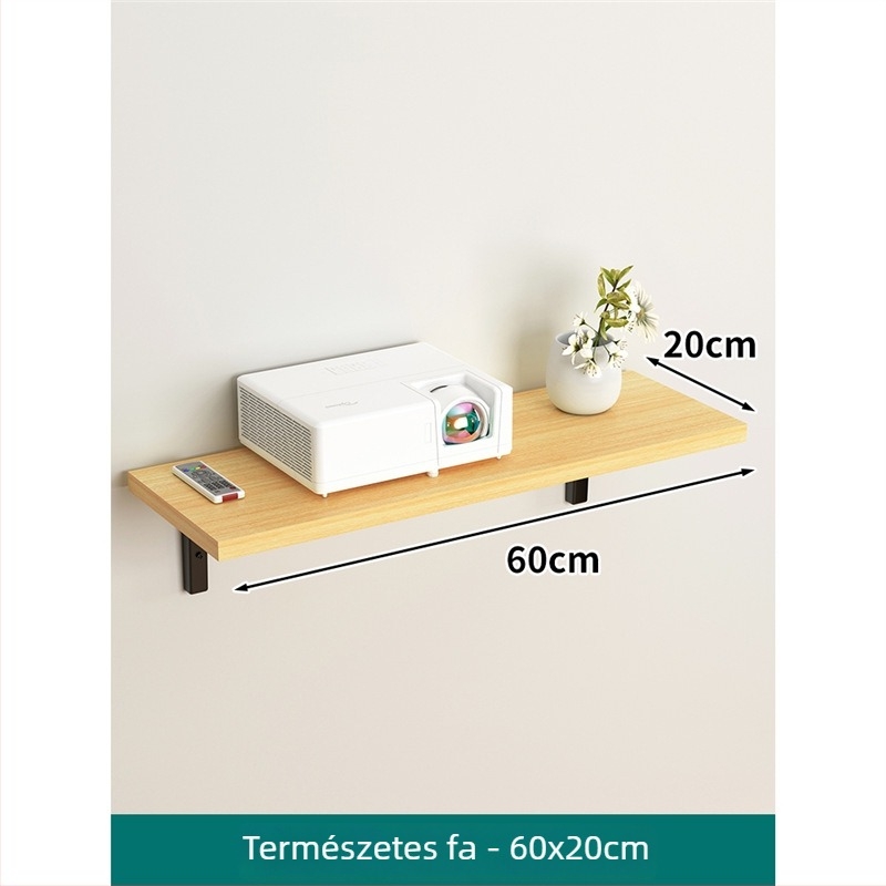 Projektor falra szerelhető polc, 1 szint, anyag: sűrűségű lemez + vasváz, modern minimalist design