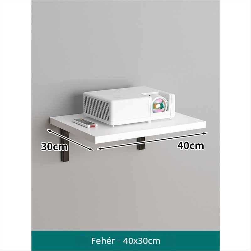 Projektor falra szerelhető polc, 1 szint, anyag: sűrűségű lemez + vasváz, modern minimalist design