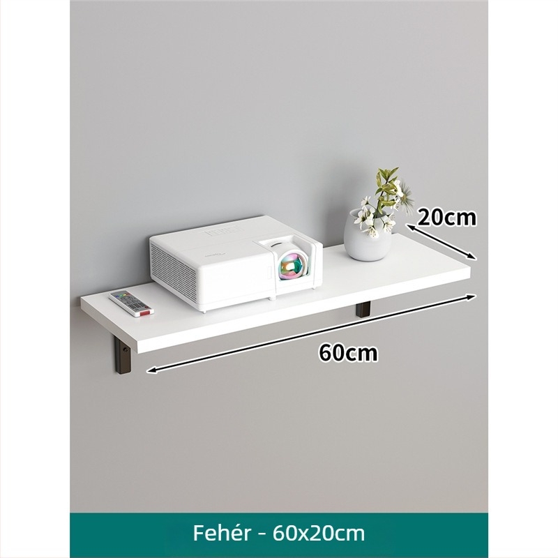 Projektor falra szerelhető polc, 1 szint, anyag: sűrűségű lemez + vasváz, modern minimalist design