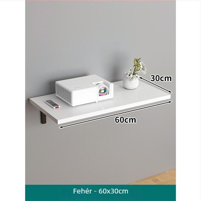 Projektor falra szerelhető polc, 1 szint, anyag: sűrűségű lemez + vasváz, modern minimalist design