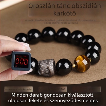 Természetes obszidián oroszlán karkötő férfiaknak, a csillagjegy éve, új kínai stílus, nemzeti trend, kulturális gyöngy karkötő