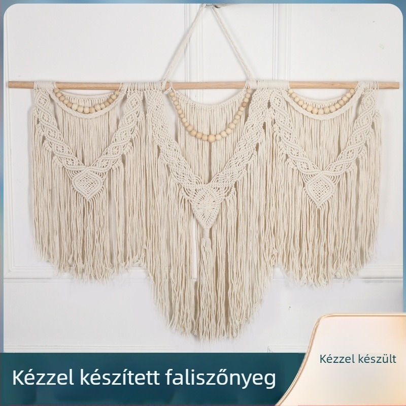 Pamut gobelin falidísz kézzel szőtt, téglalap alakú, Boho európai stílus