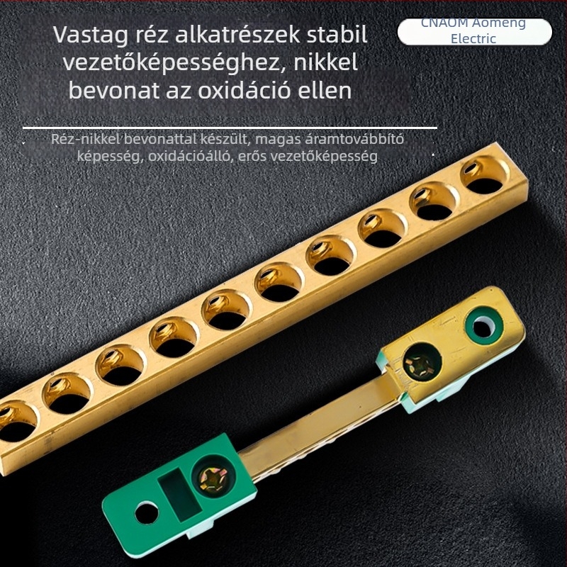 Gao Qiao típusú réz buszvezető, egyréses kivitel, 7 lyukas terminál, házba zárt elosztódoboz, 5 lyukas vezető sín