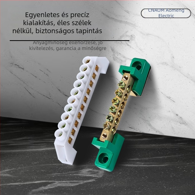 Gao Qiao típusú réz buszvezető, egyréses kivitel, 7 lyukas terminál, házba zárt elosztódoboz, 5 lyukas vezető sín