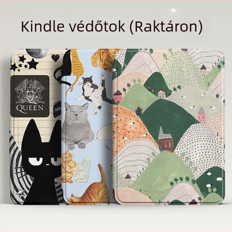 Szilikon védőtok Kindle 2024-höz, flip-tok, modell KPW6, rajzok szerint testreszabva