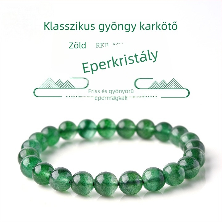 Yizhiran Crystal Természetes zöld eperkristály gyöngyökkel készült karkötő DIY ékszerekhez