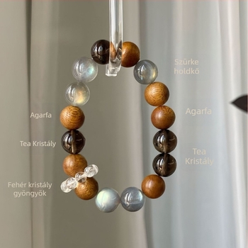 Geometriai kristály karkötő természetes kristály gyöngyökkel, kézzel készített, Liangxu Jewelry, uniszex, irodalmi retro stílus
