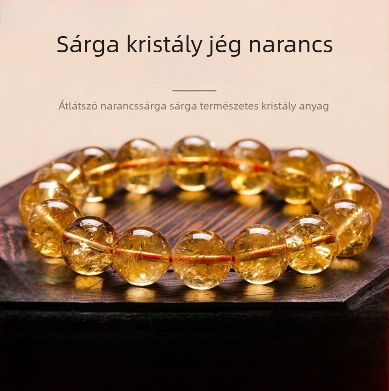 Yizhiran kristály karkötő, természetes sárga citrin, uniszex