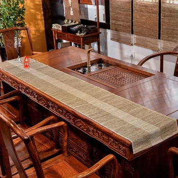 Japán kézzel készített ramie teázó alátét kivágott mintával, világosbarna, Zen stílusú asztali textil