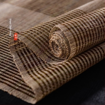 Japán kézzel készített ramie teázó alátét kivágott mintával, világosbarna, Zen stílusú asztali textil