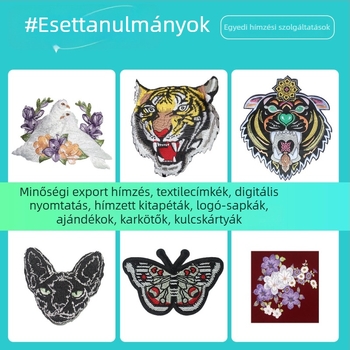 Személyre szabott állat alakú hímzett folt ruházathoz, poliészter, hátoldali papírral, egyedi hímzés