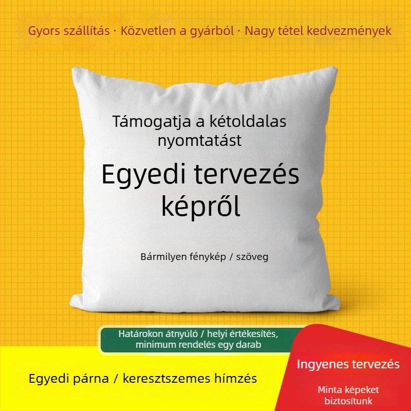 Keresztöltés párna – figura minta, len anyag, 11CT, modern minimál stílus