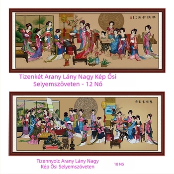 Mona Lisa keresztszemes készlet, kínai stílusú sorozat, nappali falidísz 18 gyönyörű nő és 12 arany hajcsat