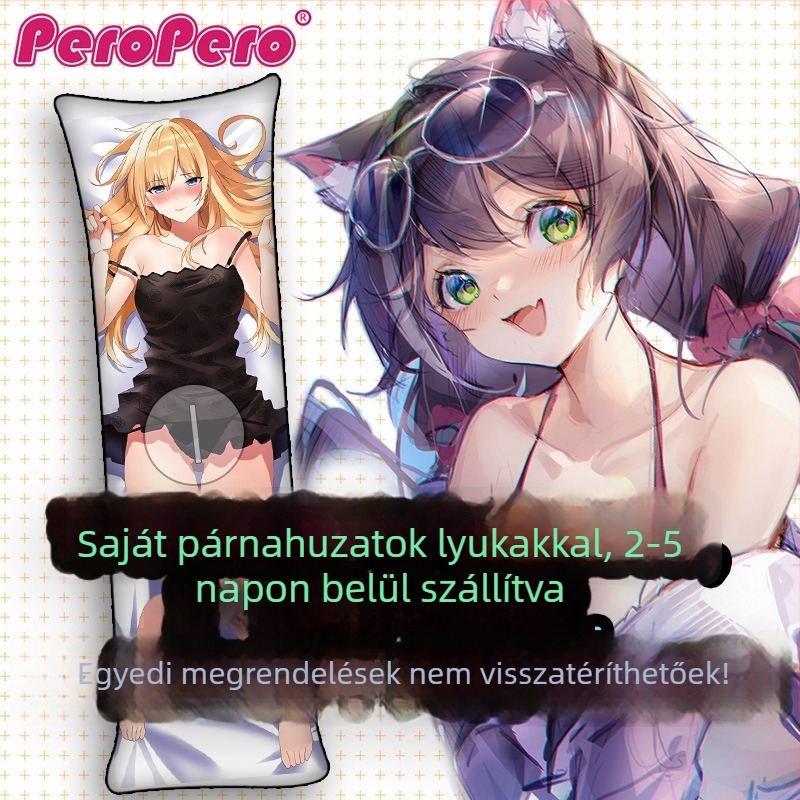Élethű humanoid párna anime ihletésű mintával, testreszabás elérhető, rajzfilm/animációs minta, modern minimalista stílus, hálószoba számára