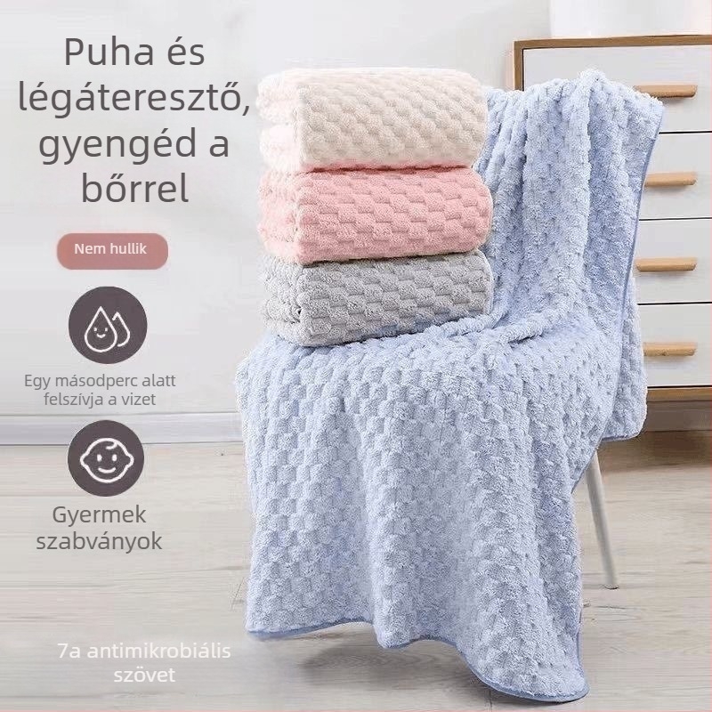 Fürdőlepedő – korall plüss, 60S szál, 300–400 g, szegélyezés