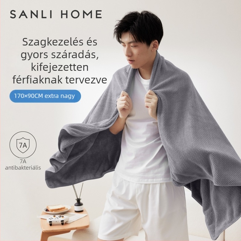 Fürdőlepedő férfiaknak, korall fleece, 300–400 g, 150D, egyszerű szövés, fürdő/strand használatra