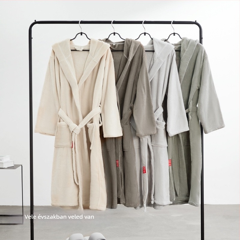 Fürdőköntös korall-fleece, fő anyag: nyúl szőr, 770 g, férfiaknak, tavasz