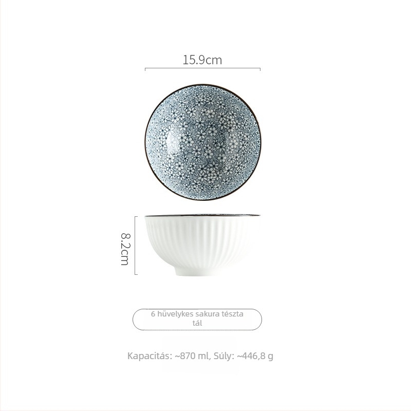 Porcelán tál japán stílusban, csíkos mintázat, alglazúr felület, kerek forma, mikrohullámú sütőben használható, logó nyomtatás, testreszabás elérhető