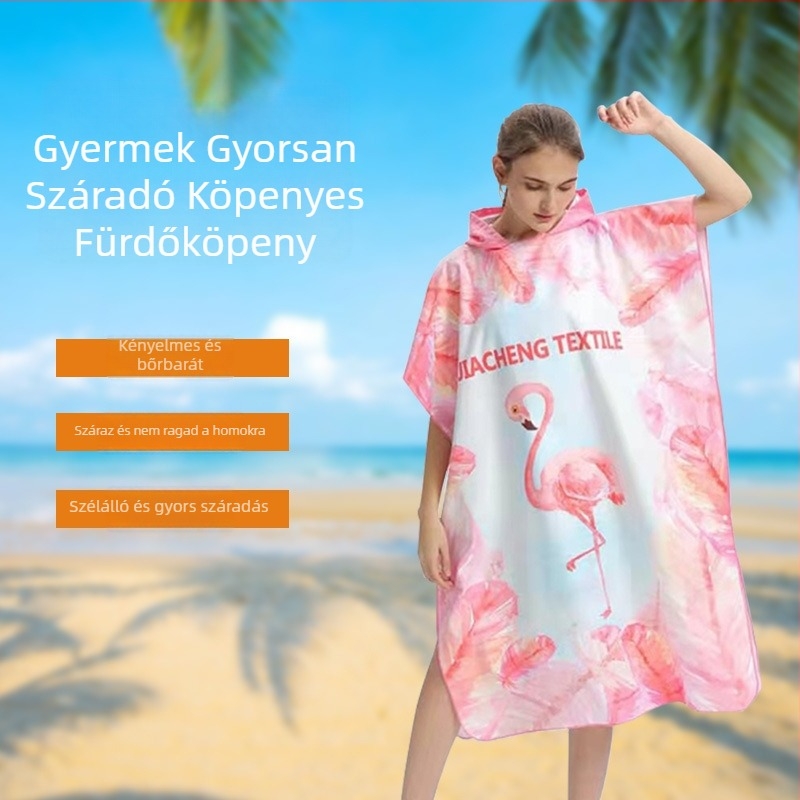 Gyerekeknek köpenyes fürdőlepedő, mikroszálas, 100–120 g, Poliészter 85% / Nylon 15%, Nyomtatás