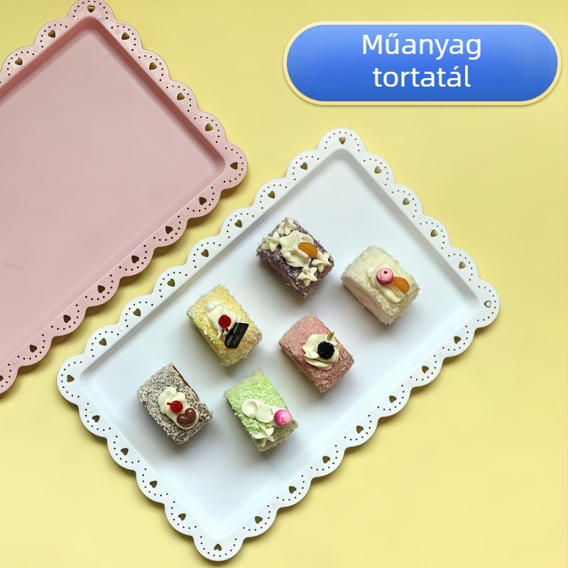 Műanyag gyümölcstál és nassoló tál, téglalap alakú, modern minimalist stílus, felület mintázat nélküli