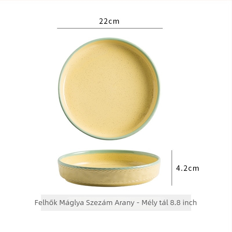 Porcelán étkészlet aláglazúrral, vidéki stílus, szabálytalan forma, mikrohullámú sütőben használható