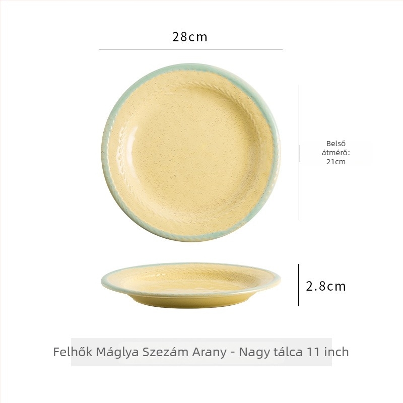 Porcelán étkészlet aláglazúrral, vidéki stílus, szabálytalan forma, mikrohullámú sütőben használható