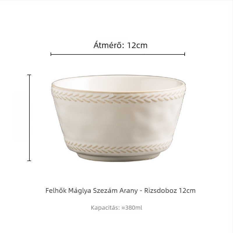 Porcelán étkészlet aláglazúrral, vidéki stílus, szabálytalan forma, mikrohullámú sütőben használható