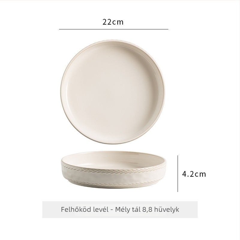 Porcelán étkészlet aláglazúrral, vidéki stílus, szabálytalan forma, mikrohullámú sütőben használható