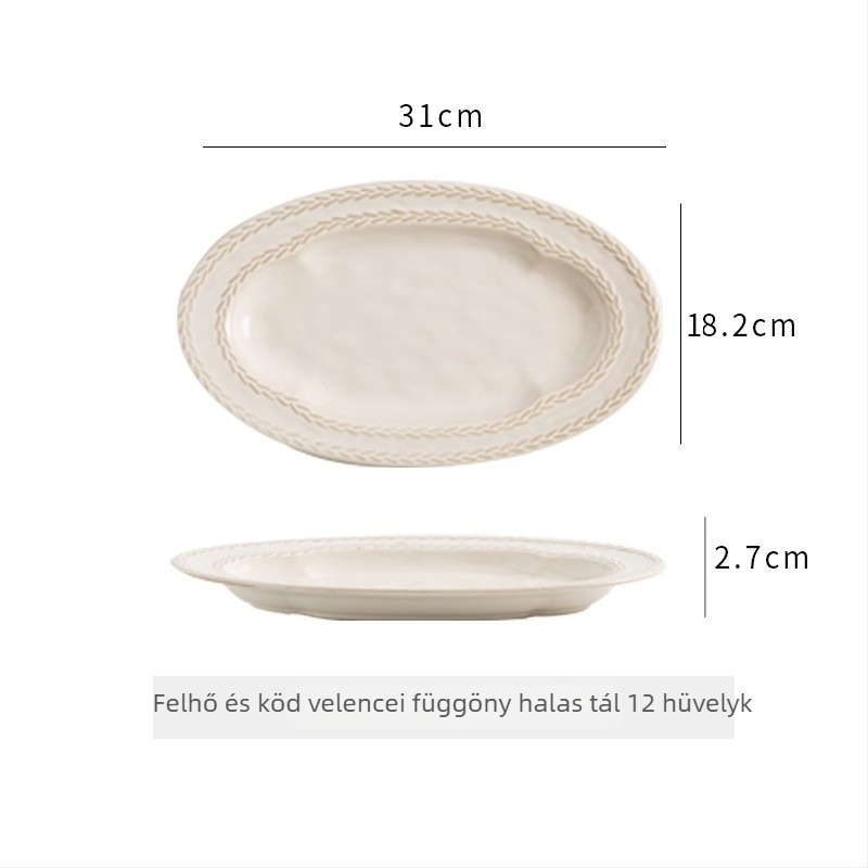 Porcelán étkészlet aláglazúrral, vidéki stílus, szabálytalan forma, mikrohullámú sütőben használható