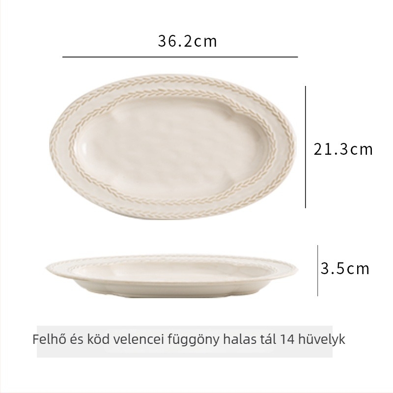 Porcelán étkészlet aláglazúrral, vidéki stílus, szabálytalan forma, mikrohullámú sütőben használható