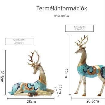 Őz figura gyantából – kínai stílusú otthoni dekoráció, gyanta kézműves, karton csomagolás