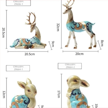 Őz figura gyantából – kínai stílusú otthoni dekoráció, gyanta kézműves, karton csomagolás
