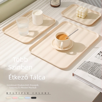 Ins-stílusú téglalap alakú tál éttermeknek, műanyag PP + búzaszalma, nordic dizájn