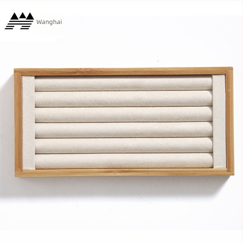 Bambuszból készült ékszerkiállító polc, egyemeletes, paletta stílusú, összeszerelt kivitel