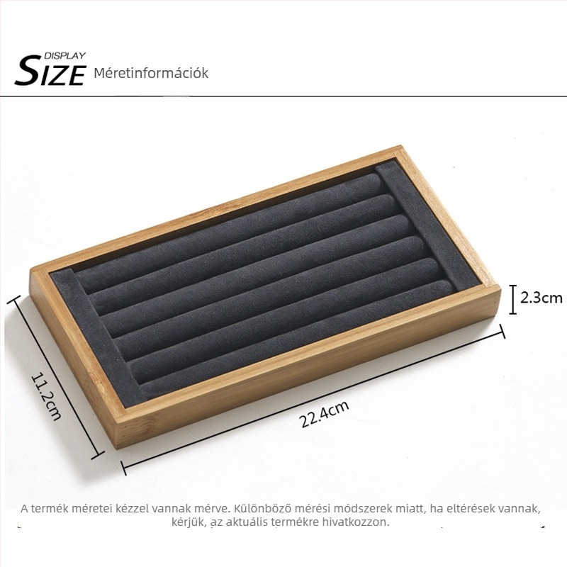 Bambuszból készült ékszerkiállító polc, egyemeletes, paletta stílusú, összeszerelt kivitel