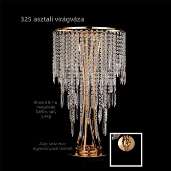 Asztali virágtartó esküvői dekorációval, kristály virágtartó és vas virágoszlop, testreszabható