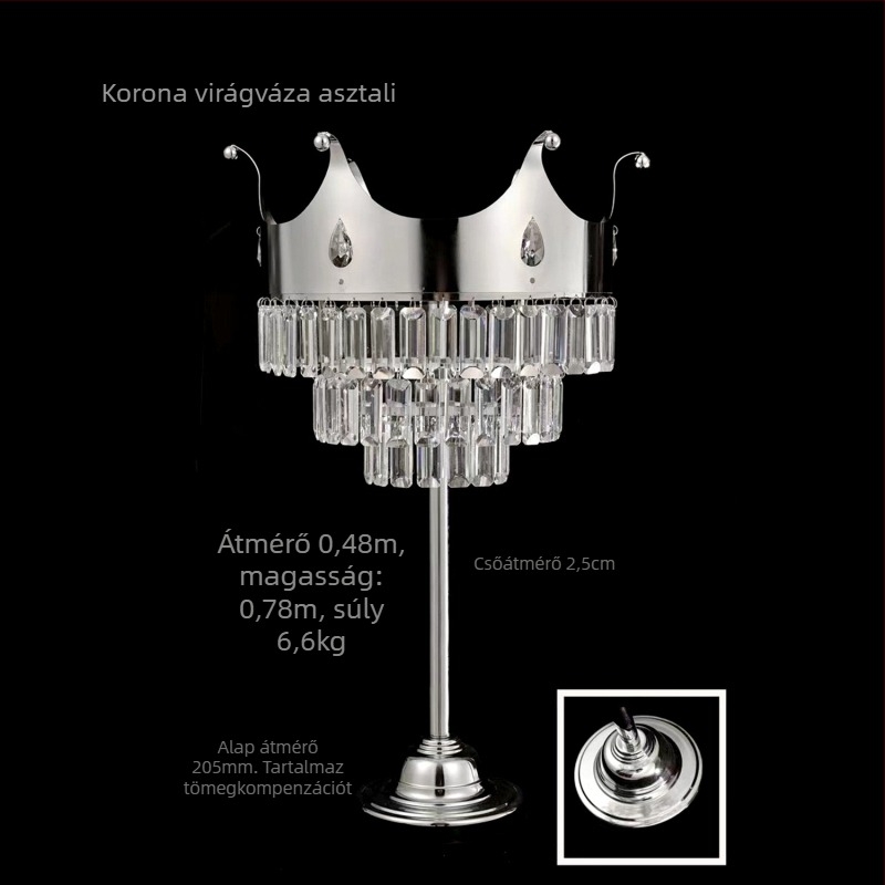 Asztali virágtartó esküvői dekorációval, kristály virágtartó és vas virágoszlop, testreszabható