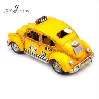 Kézzel készített retro vasból készült modellautó – Amerikai taxi/busz motívummal, házdekorációhoz és ajándékba