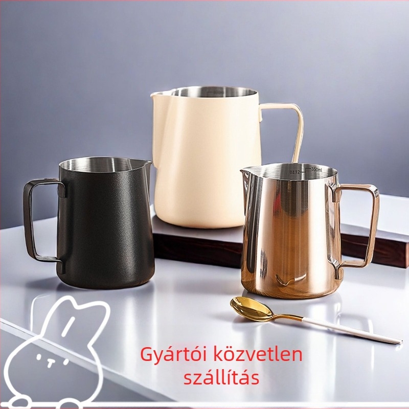 XJ Rozsdamentes acél latte art öntőcsésze kiöntőcsővel és graduált skálával, 200 g